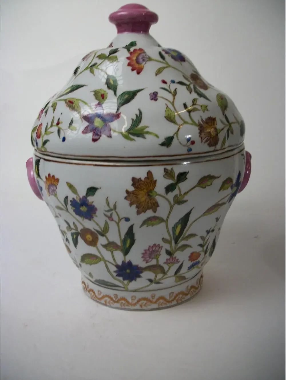 Vintage Floral Chinese Porcelain Ginger Jar Hand Painted Hua Rong Tang Zhi